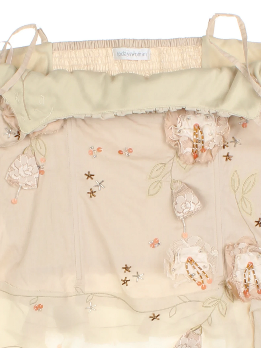 Y2K Floral Embroidered Top (Size XXS)