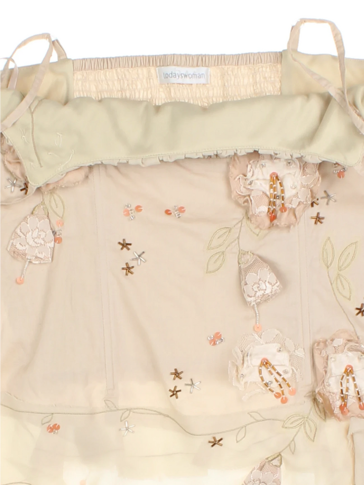 Y2K Floral Embroidered Top (Size XXS)