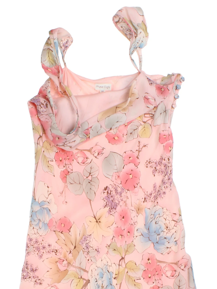 Y2K Floral Silk Midi Dress (Size XS)