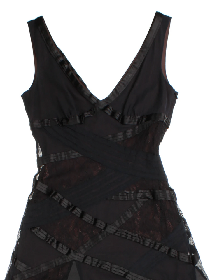 Y2K Ruffle Mesh Dress (Size XXS)
