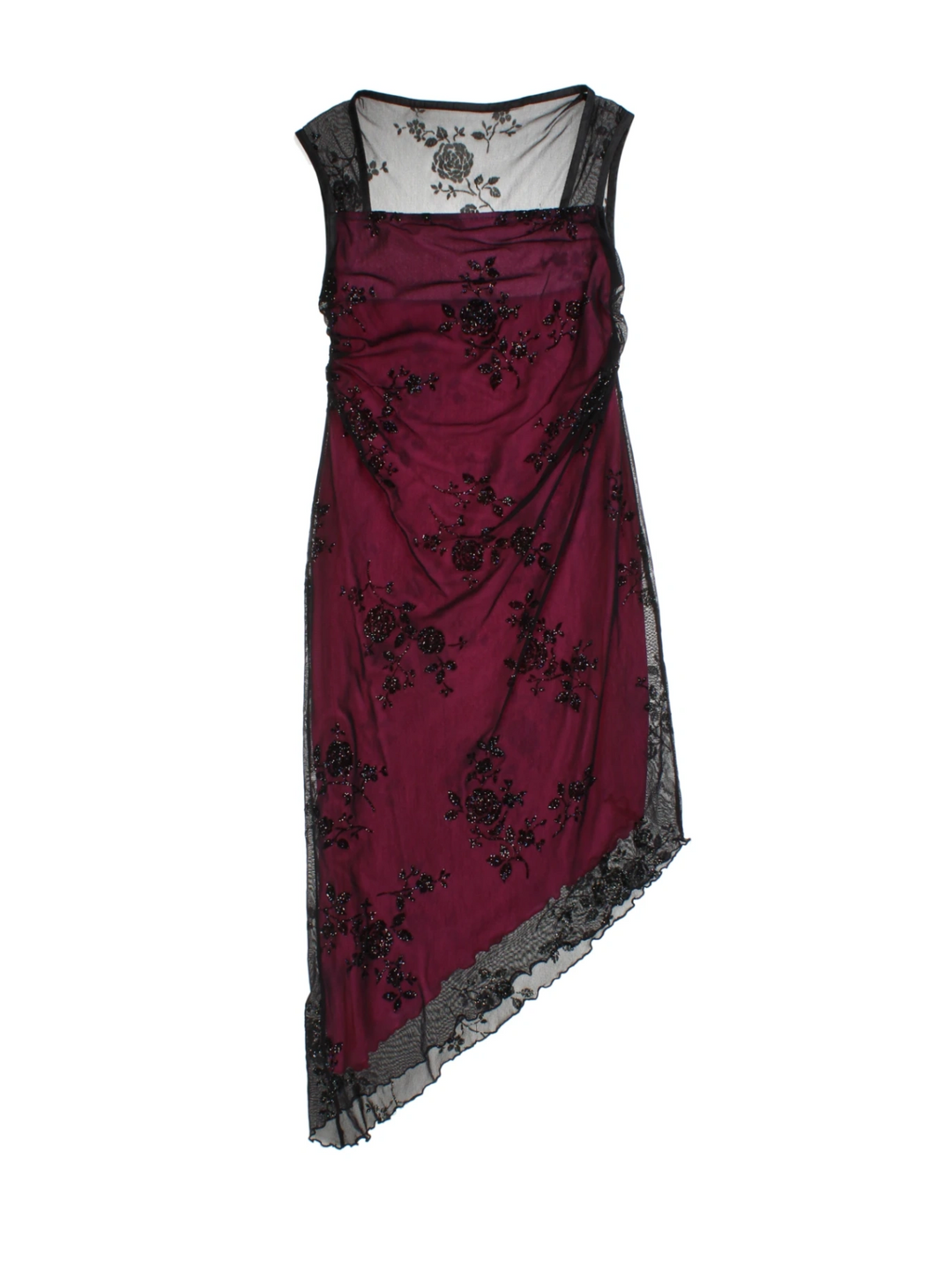 Y2K Asymmetrical Floral Midi Dress (Size XXS)