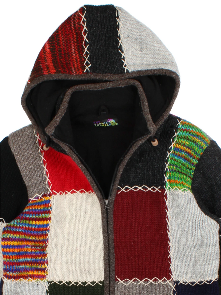 Patchwork Knitted Hoodie (Size M)