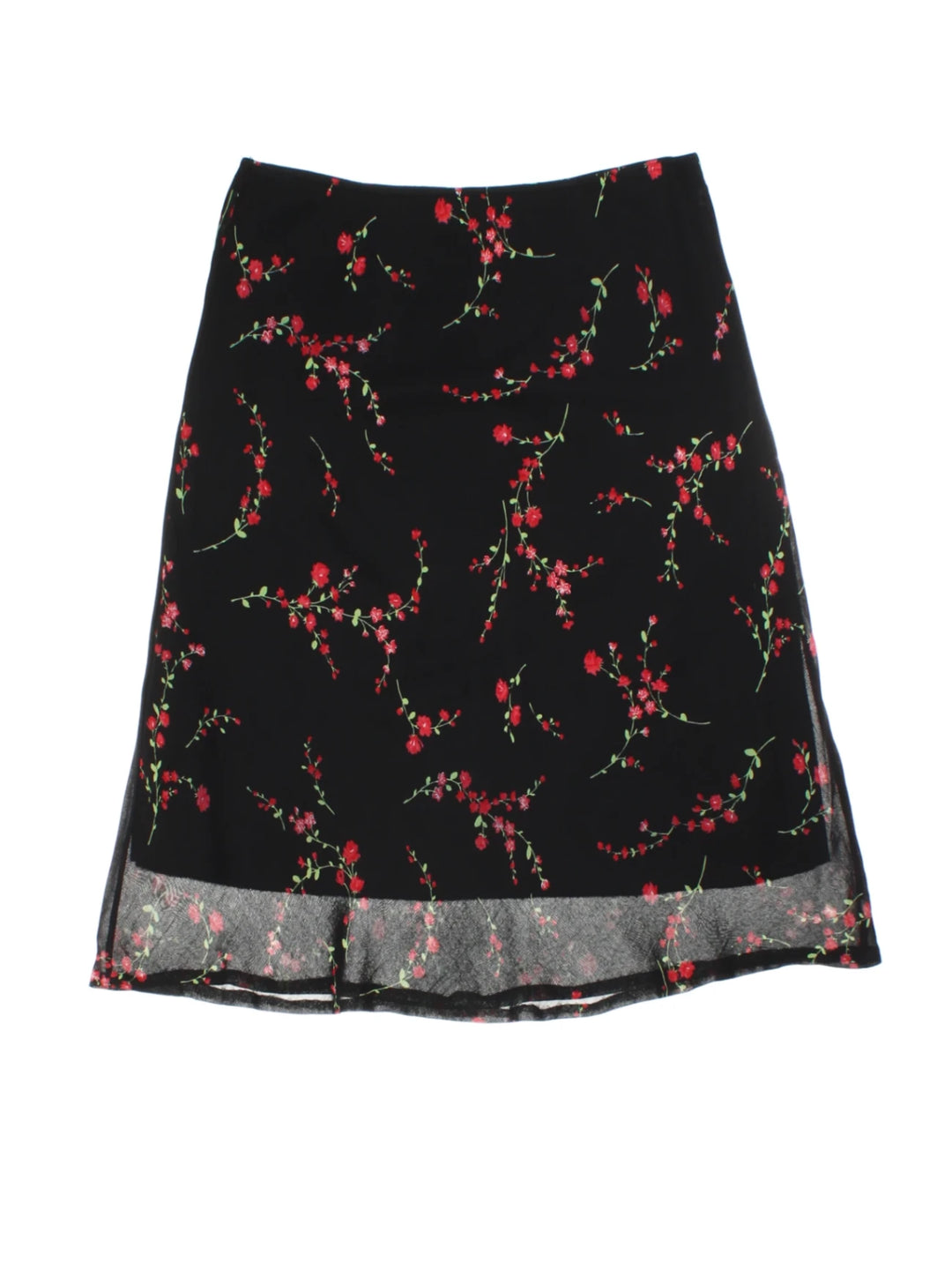 Y2K Floral Layered Midi Skirt (Size M)