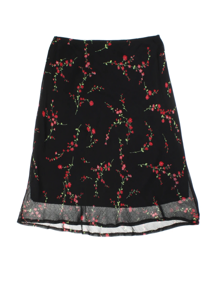 Y2K Floral Layered Midi Skirt (Size M)