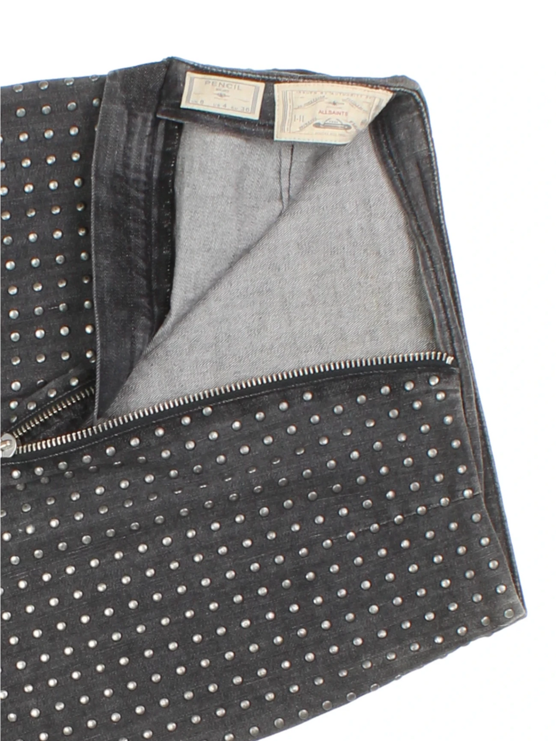 Y2K All Saints Studded Mini Skirt (Size XXS)
