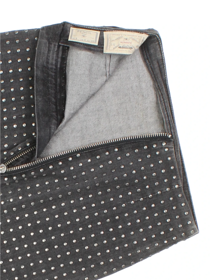 Y2K All Saints Studded Mini Skirt (Size XXS)