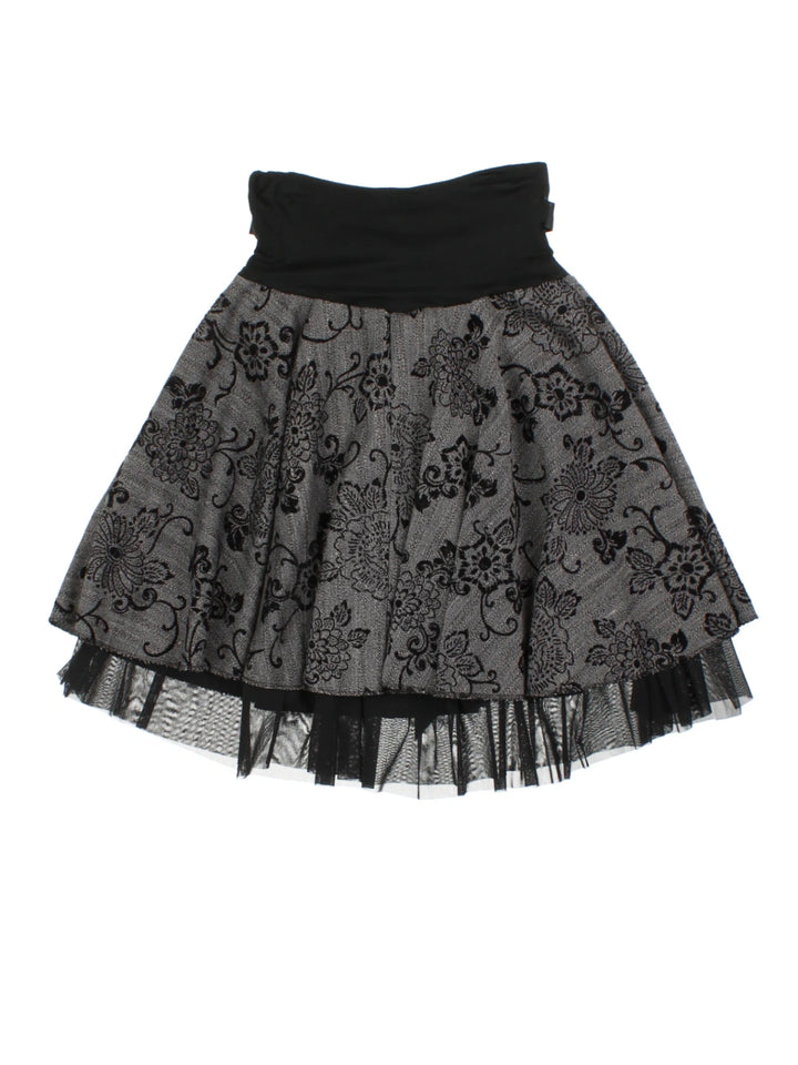 Y2K Layered Floral Mini Skirt (Size S)