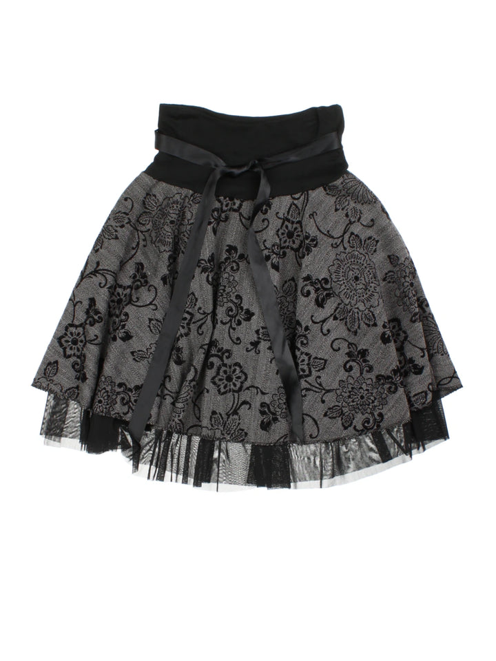 Y2K Layered Floral Mini Skirt (Size S)