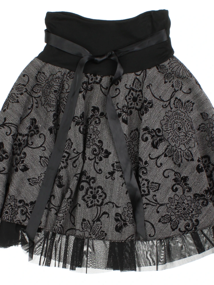 Y2K Layered Floral Mini Skirt (Size S)