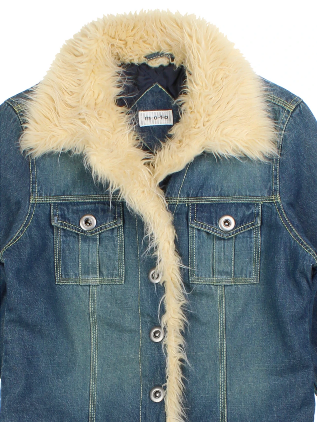 Y2K Faux Fur Denim Jacket (Size XS)