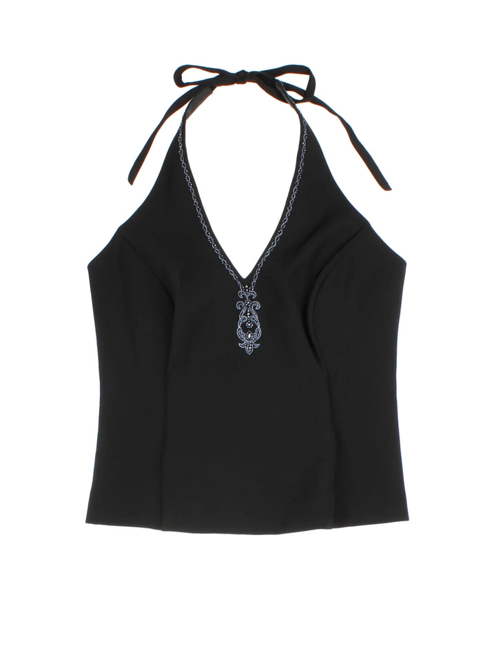 Y2K Embellished Halter Top (Size XXS)