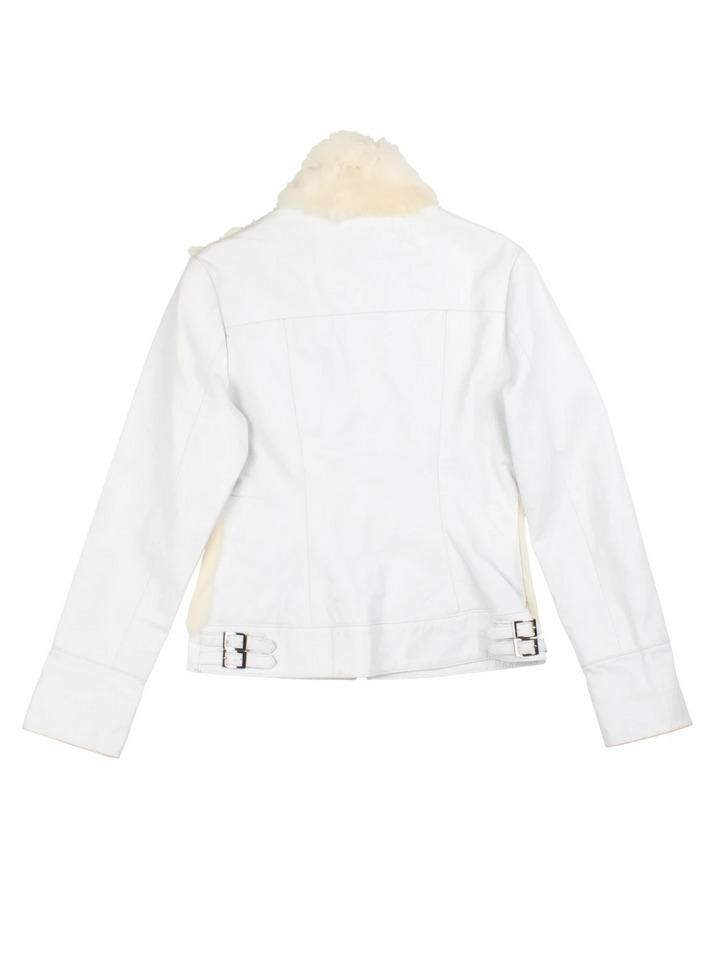 Y2K Leather and Fur Jacket (Size XXS)