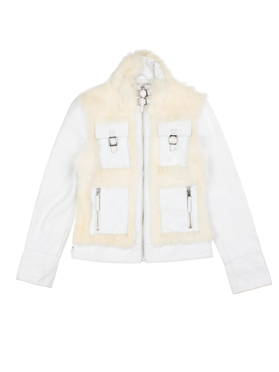 Y2K Leather and Fur Jacket (Size XXS)