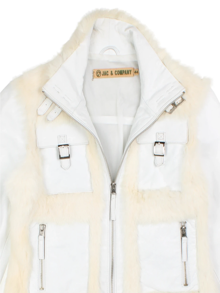 Y2K Leather and Fur Jacket (Size XXS)