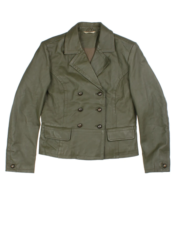 Y2K Double-Breasted Leather Jacket (Size S)