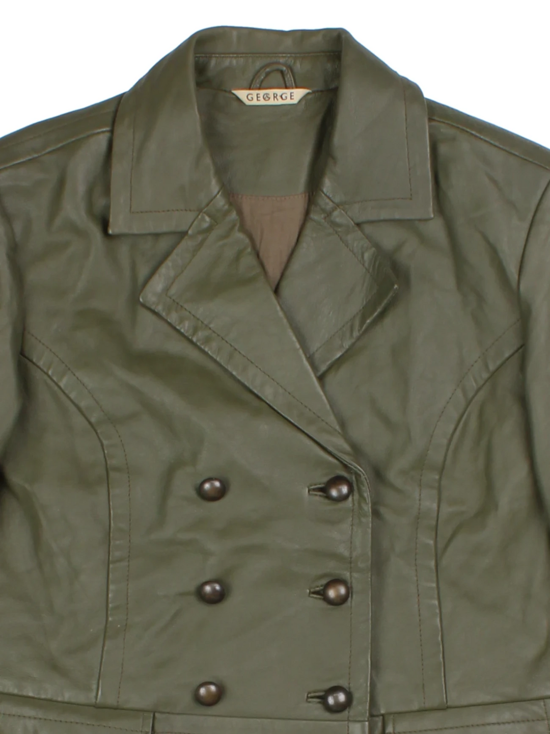 Y2K Double-Breasted Leather Jacket (Size S)