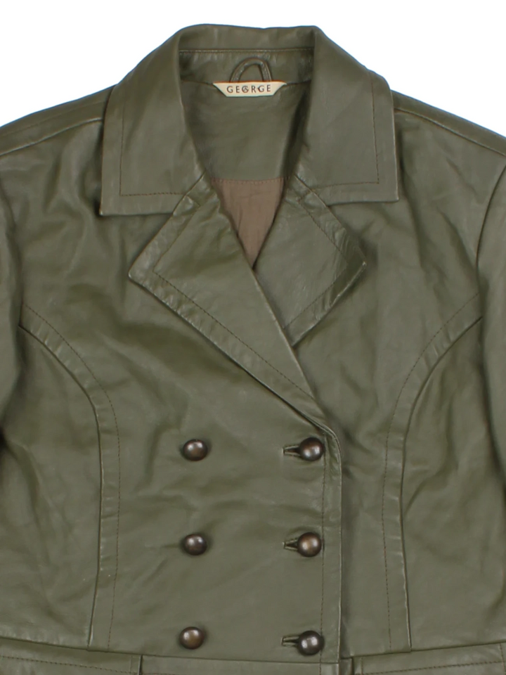 Y2K Double-Breasted Leather Jacket (Size S)