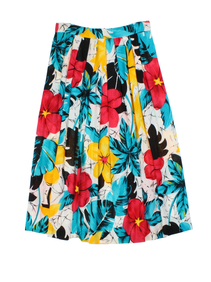 80's Floral Midi Skirt (Size XXS)
