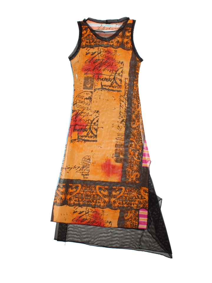 Desigual Mesh Graphic Midi Dress (Size XXS)