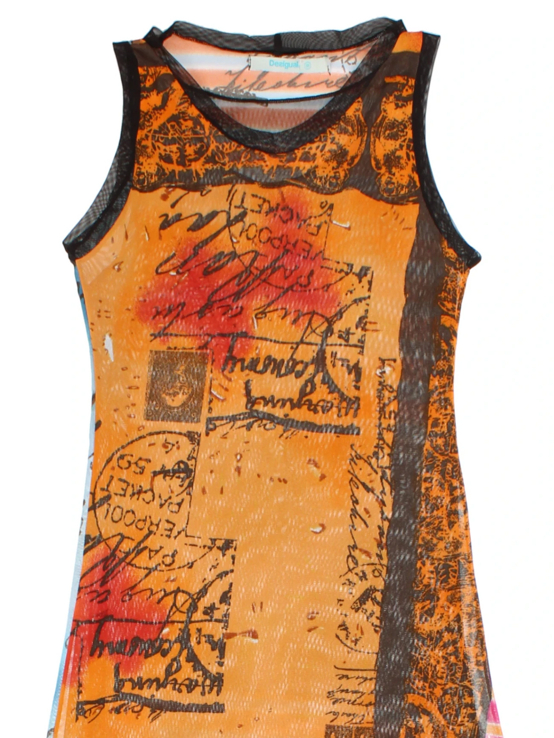 Desigual Mesh Graphic Midi Dress (Size XXS)
