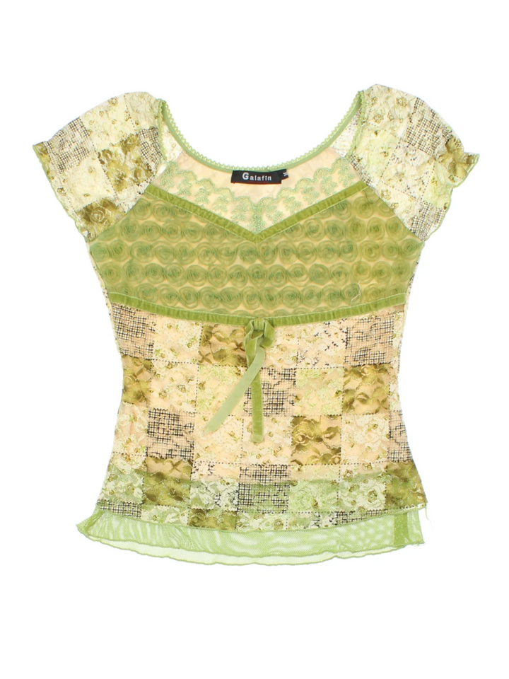 Y2K Patchwork Top (Size XXS)