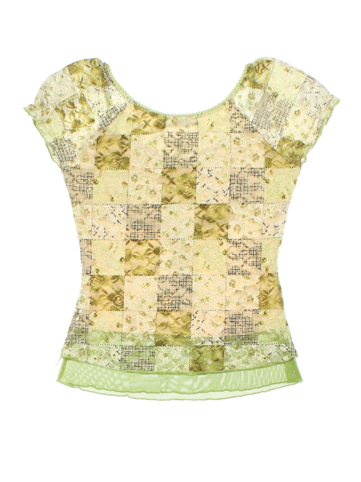 Y2K Patchwork Top (Size XXS)