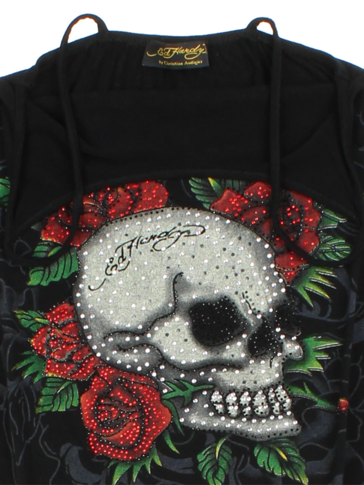 Ed Hardy Skull Rose Vest Top (Size XXS)