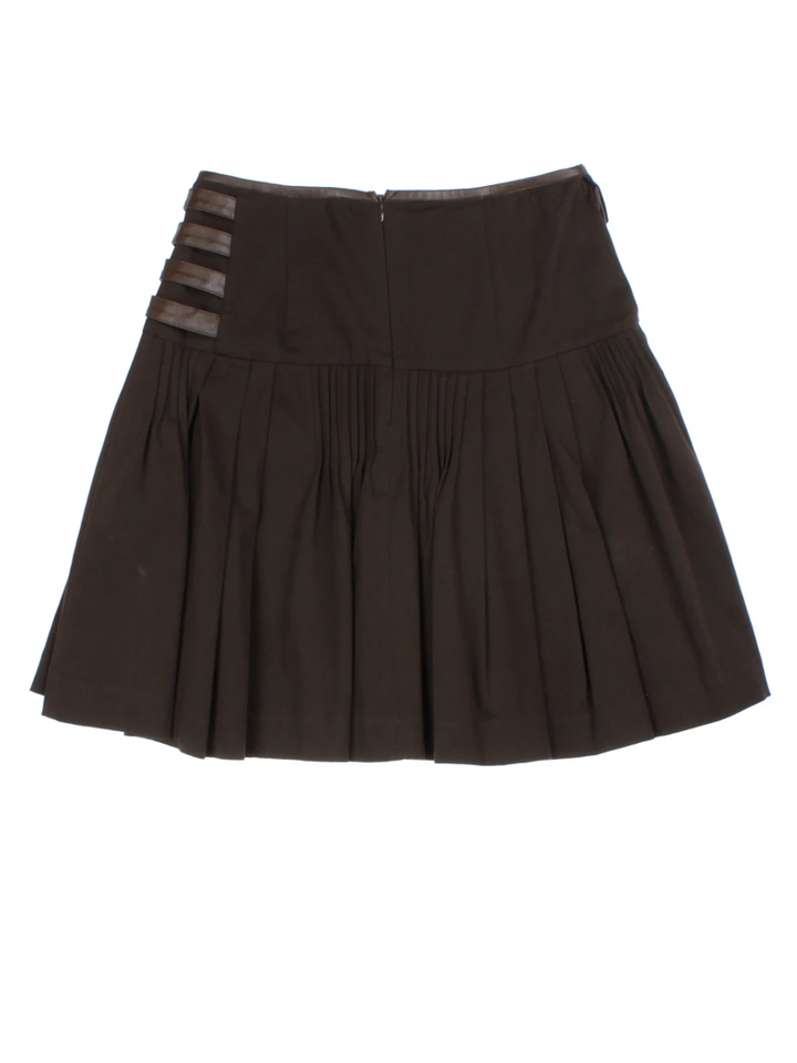Y2K Buckle Pleated Kilt Skirt (Size L)