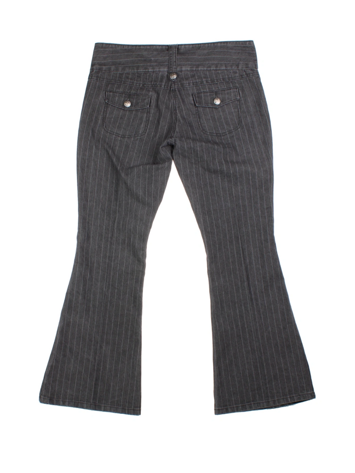 Y2K Pinstripe Flared Trousers (Size M)