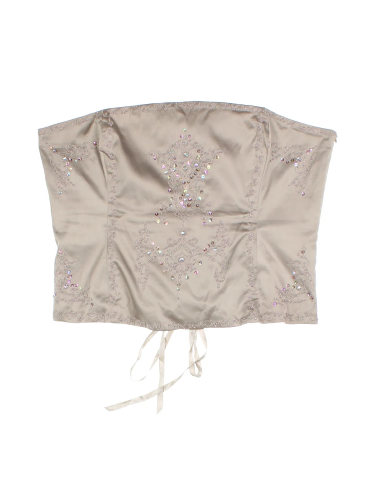 Y2K New Look Embellished Bandeau Top (Size L)