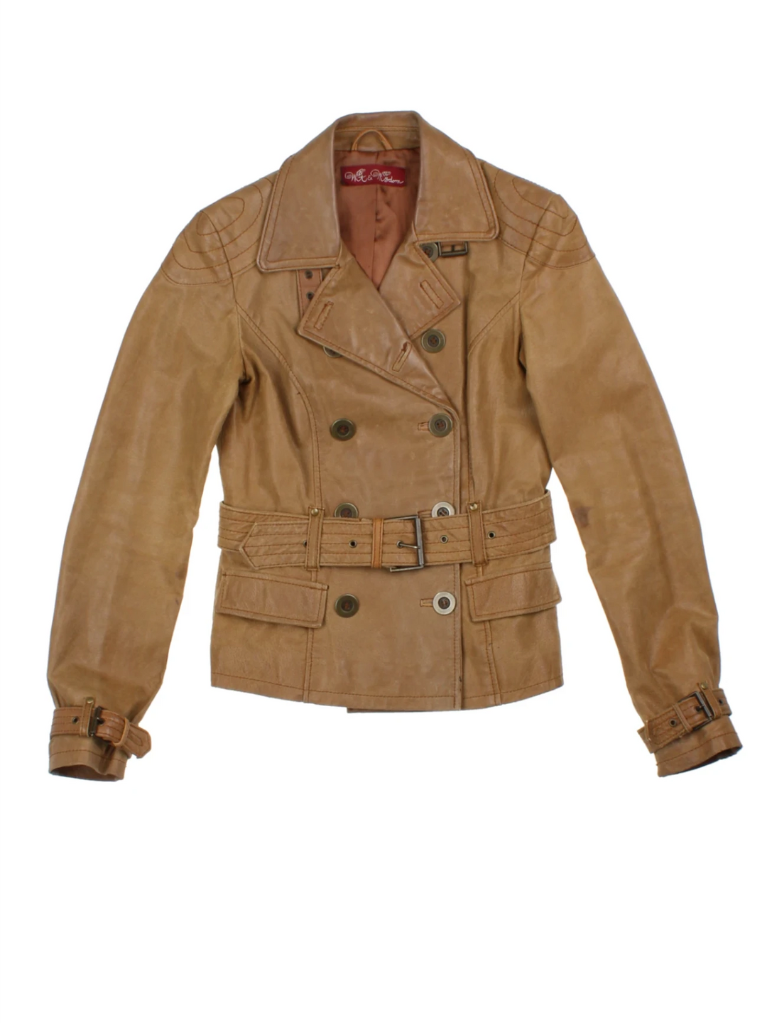Y2K Double Breasted Leather Jacket (Size XS)