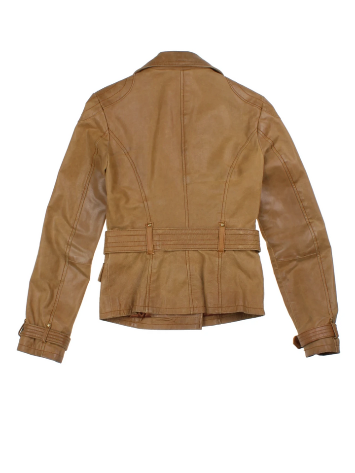 Y2K Double Breasted Leather Jacket (Size XS)