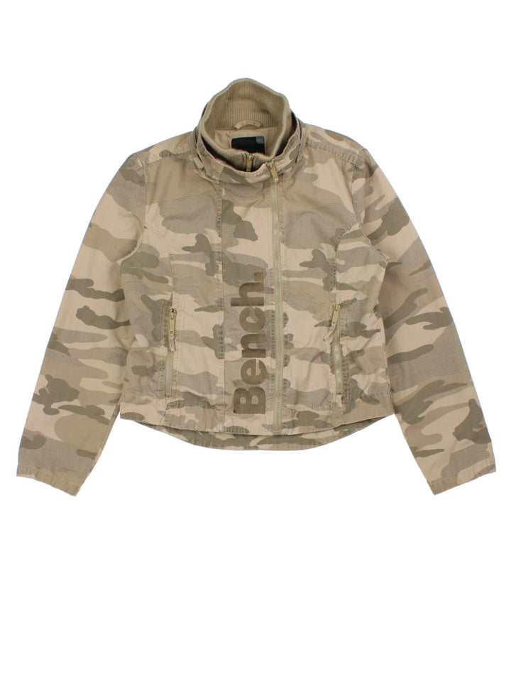 Y2K Camo Bench Bomber Jacket (Size L)