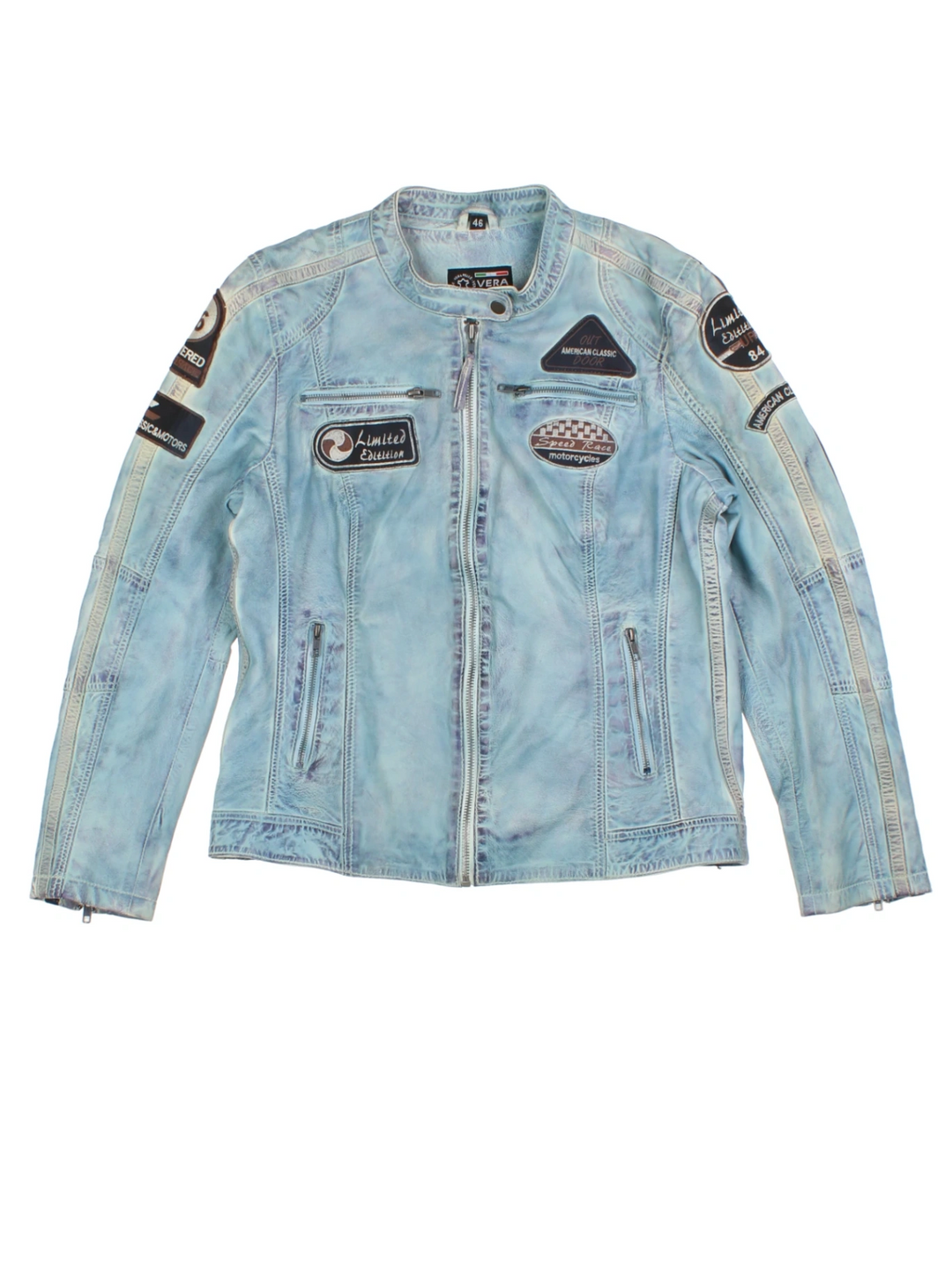 Y2K Motorcycle Leather Jacket (Size L)