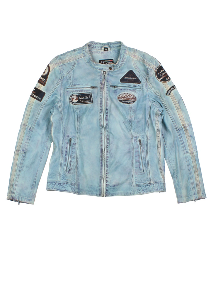 Y2K Motorcycle Leather Jacket (Size L)