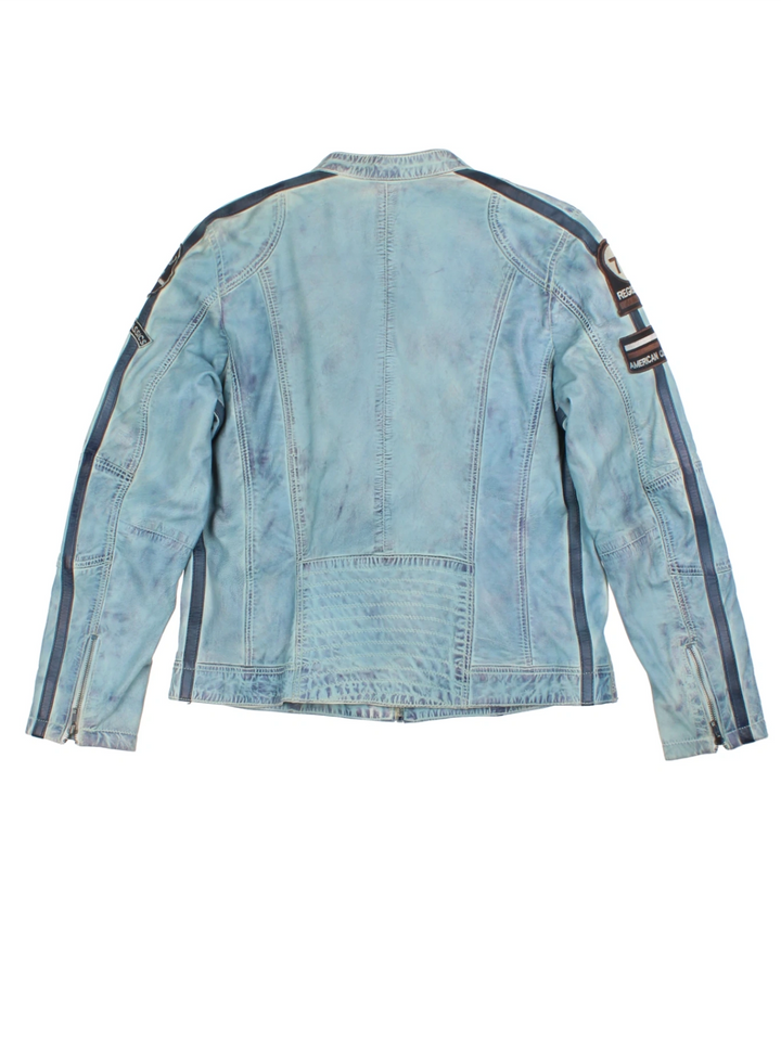 Y2K Motorcycle Leather Jacket (Size L)
