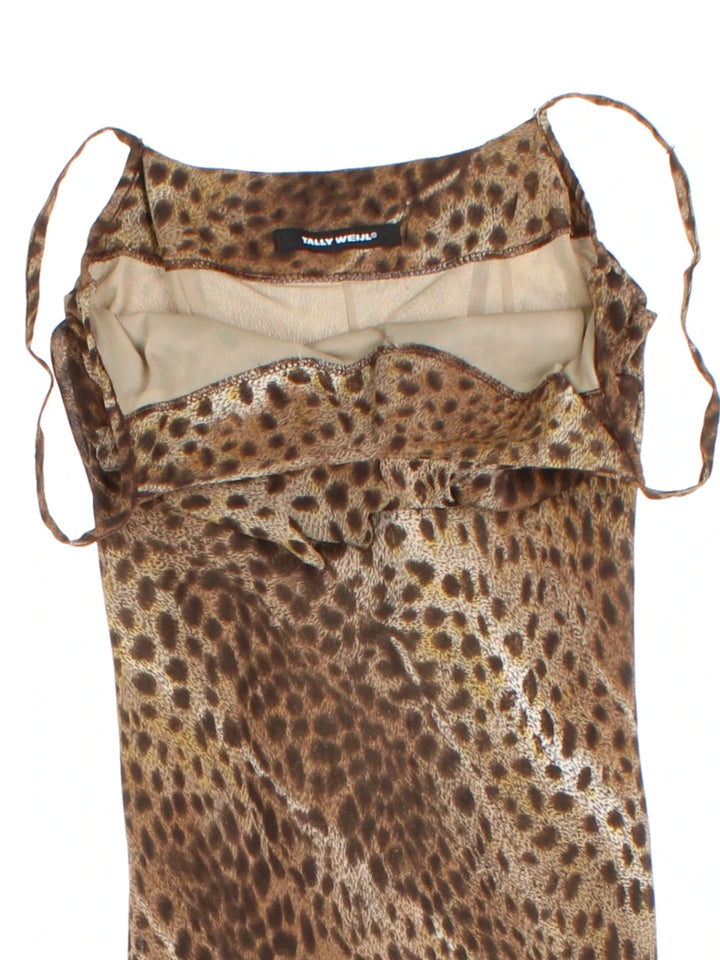 Y2K Leopard Midi Dress (Size S)