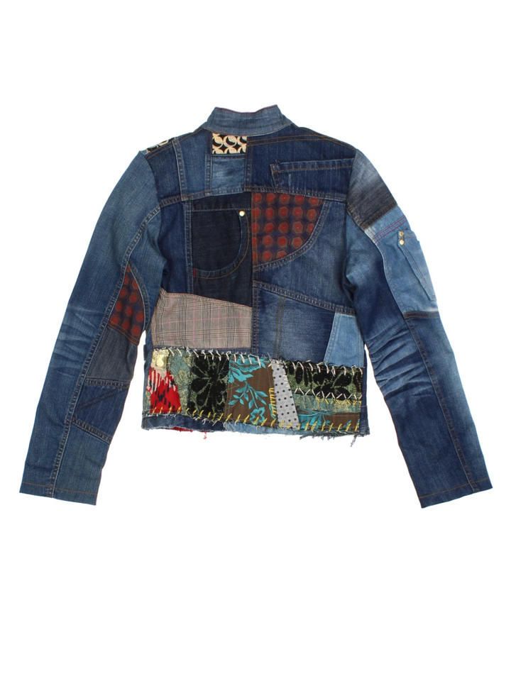 Y2K Desigual Patchwork Denim Jacket (Size XS)