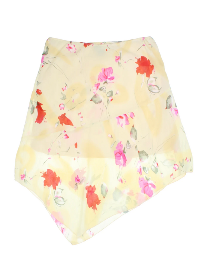 Y2K Asymmetrical Floral Mini Skirt (Size L)