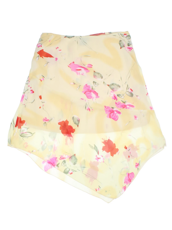 Y2K Asymmetrical Floral Mini Skirt (Size L)