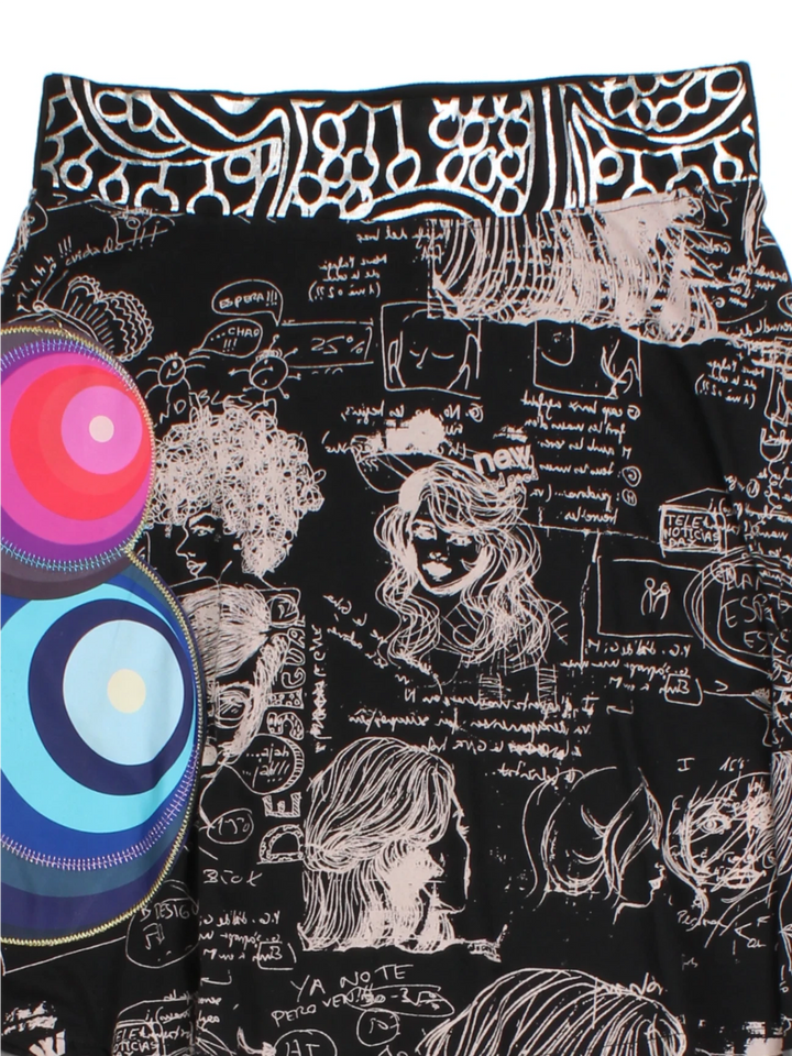 Y2K Desigual Graphic Mini Skirt (Size L)