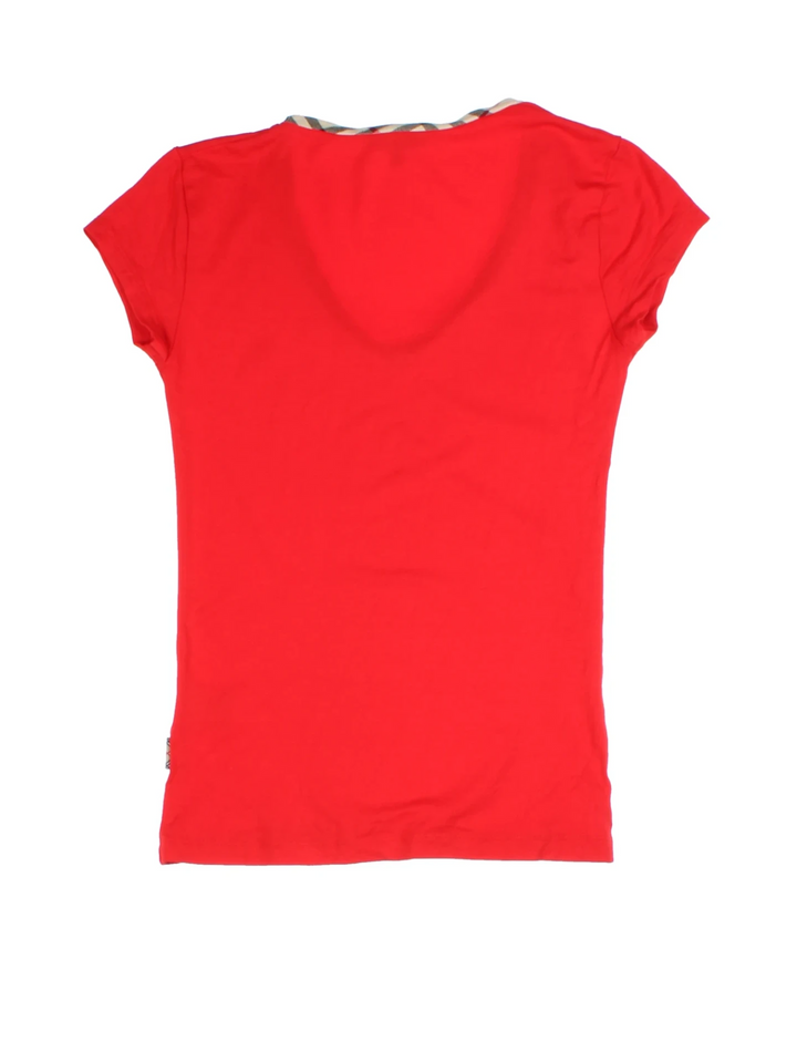 Y2K Burberry V-Neck T-Shirt (Size M)