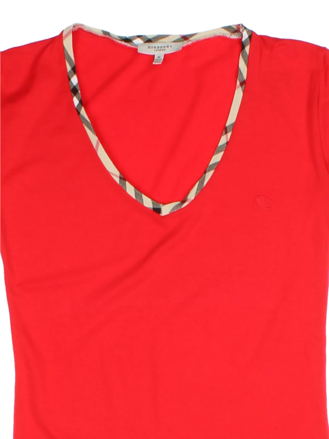 Y2K Burberry V-Neck T-Shirt (Size M)