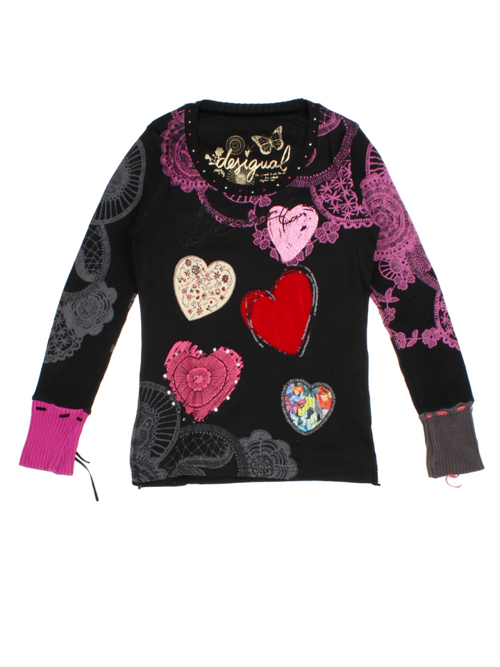 Y2K Desigual  Heart Pattern Top (Size M)