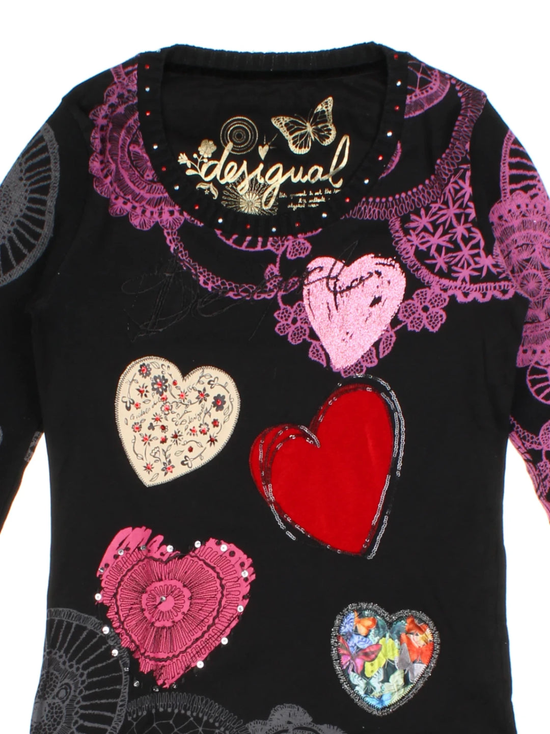 Y2K Desigual  Heart Pattern Top (Size M)