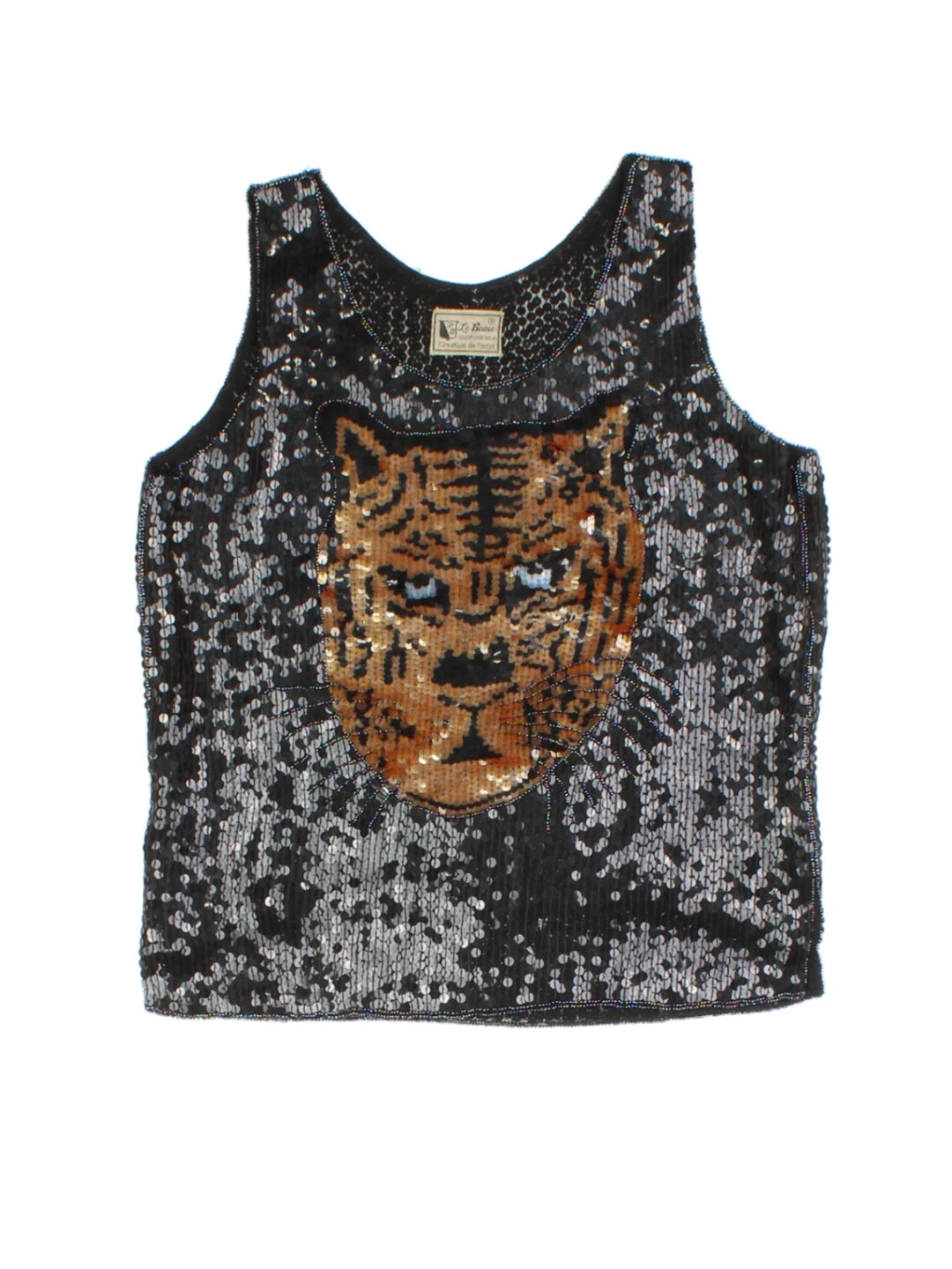 Y2K Tiger Sequin Top (Size S)