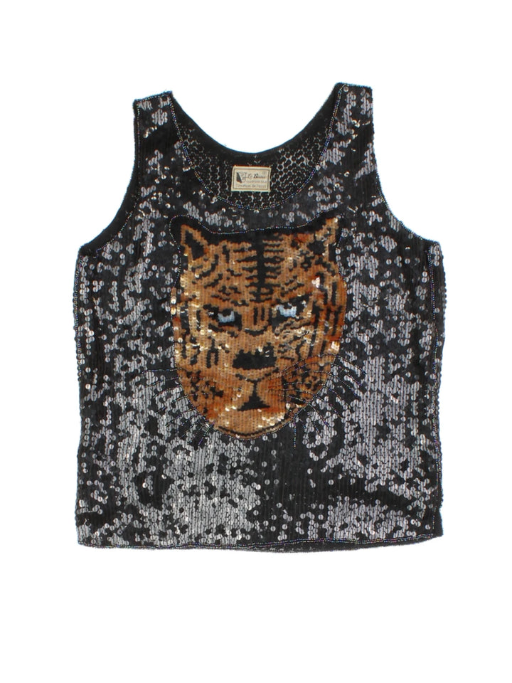 Y2K Tiger Sequin Top (Size S)
