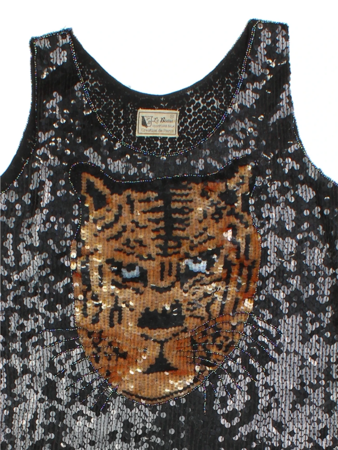 Y2K Tiger Sequin Top (Size S)