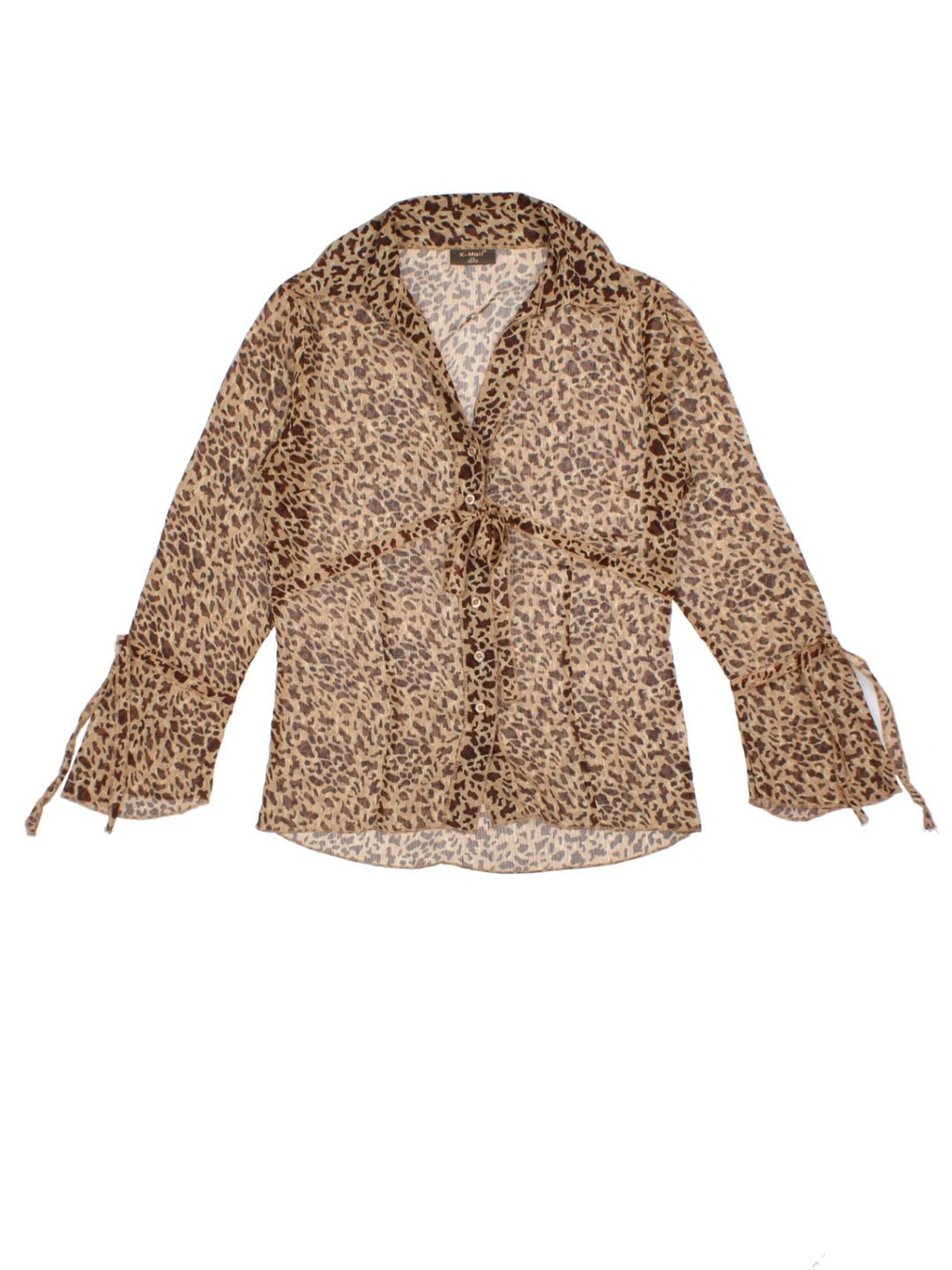 Y2K Leopard Print Tie Front Top (Size M)