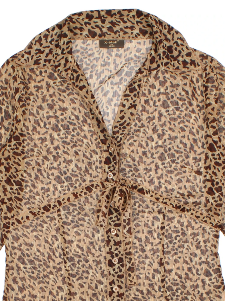 Y2K Leopard Print Tie Front Top (Size M)